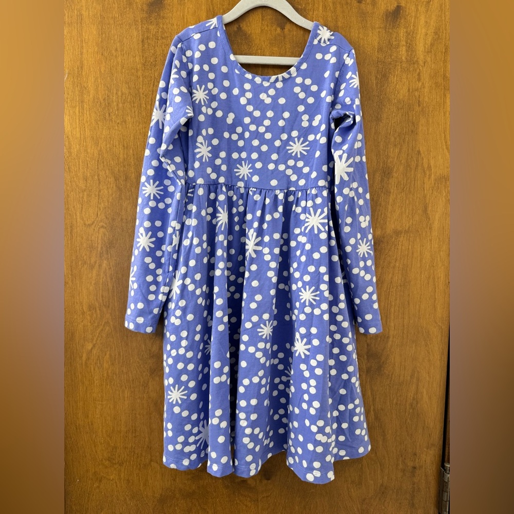 Hanna Andersson Polka Dot Snowflake Blue and White Dress